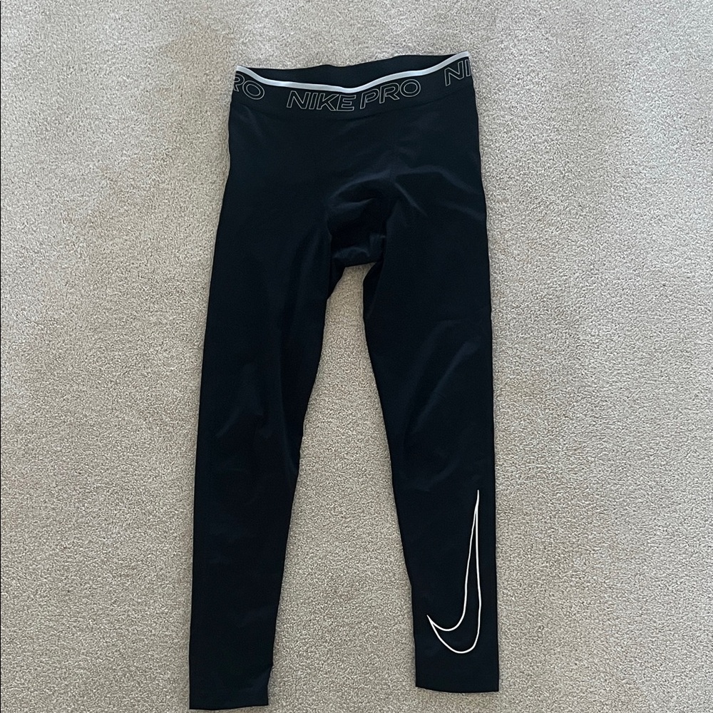 Nike Men’s  Black Leggings with White Swoosh